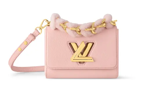 LOUIS VUITTON Twist Taurillon Leather Crossbody Bag, Shoulder Bag Women's Light Pink