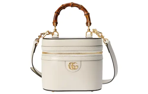 GUCCI Leather Handbag, Shoulder Bag, Crossbody Bag Mini Women's White