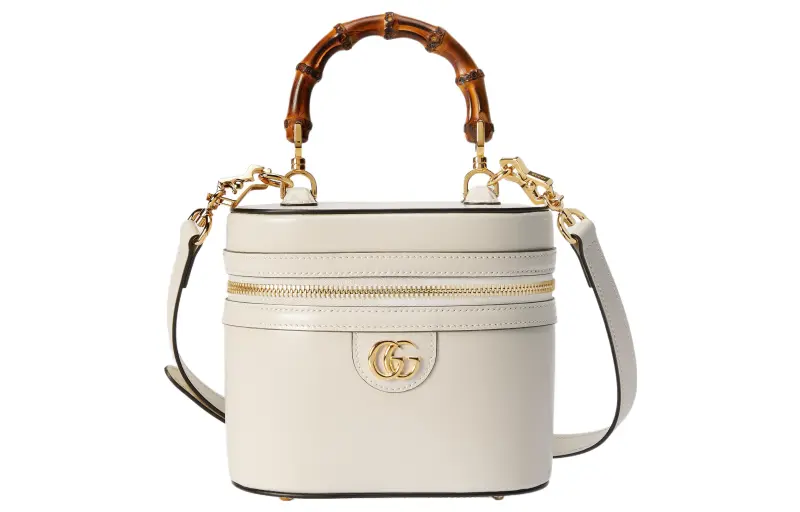 GUCCI Leather Handbag, Shoulder Bag, Crossbody Bag Mini Women's White