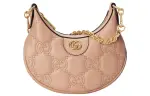 GUCCI GG Matelassé Leather Shoulder Bag, Crescent Bag, Shoulder Bag, Crossbody Bag Mini Women's Rose Beige