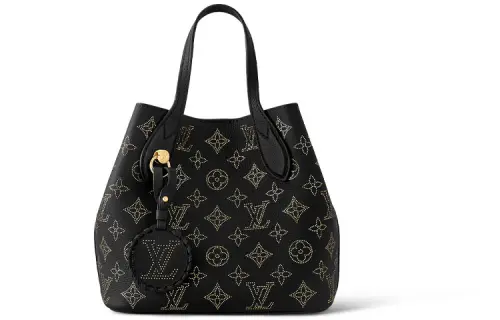 LOUIS VUITTON Blossom Engraved Cow Leather Moonlight Goddess Handbag Small Women's Black