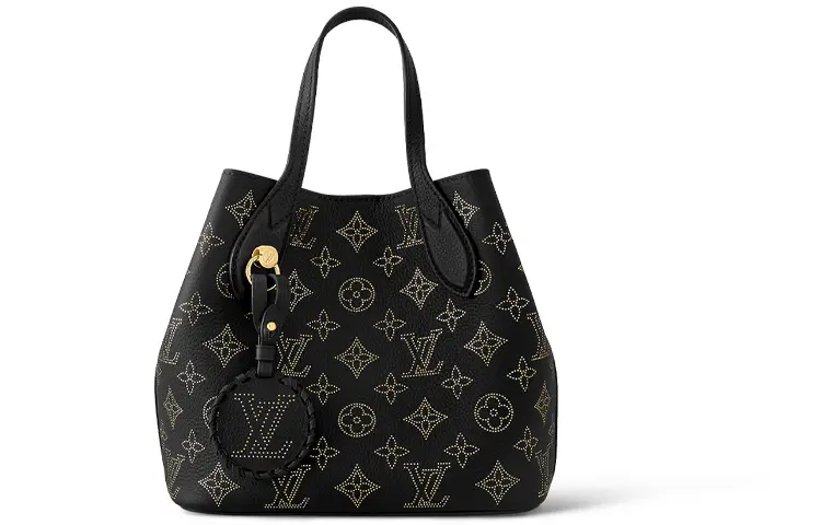 LOUIS VUITTON Blossom Engraved Cow Leather Moonlight Goddess Handbag Small Women's Black