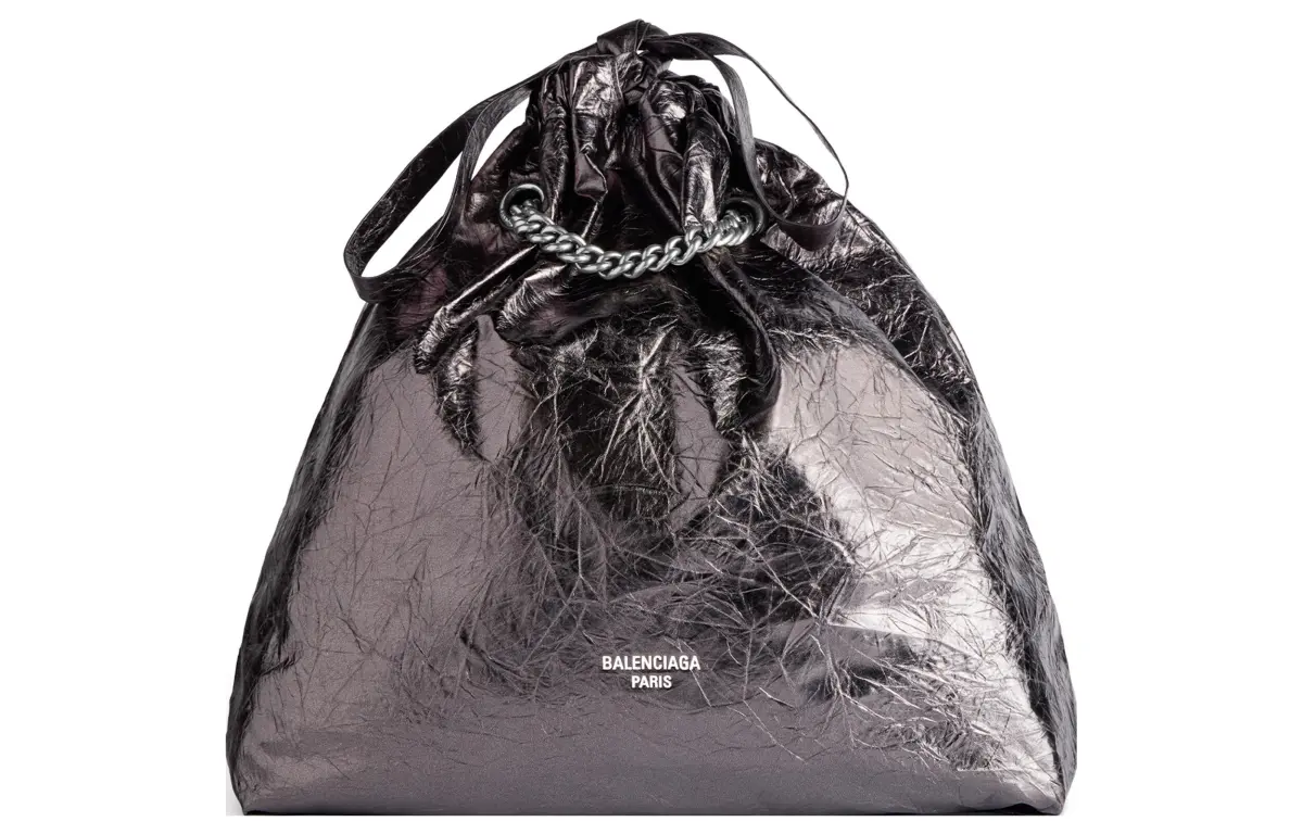 Balenciaga Crush Cow Leather One Shoulder Handbag Medium Women's Dark Gray