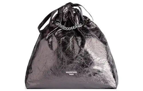 Balenciaga Crush Cow Leather One Shoulder Handbag Medium Women's Dark Gray