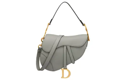 DIOR Saddle Grained Calfskin Handbag Regular Women's Gray