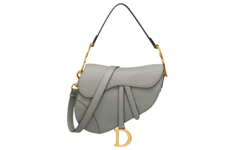 DIOR Saddle Grained Calfskin Handbag Regular Women's Gray