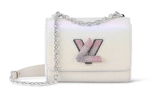 LOUIS VUITTON Twist Epi XL Grain Leather Shoulder Bag, Crossbody Bag Small Women's Silver