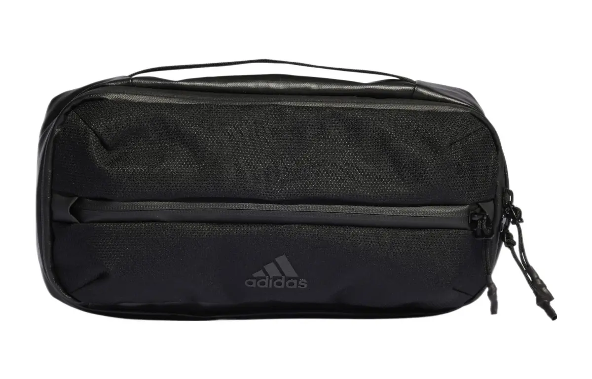 Adidas Polyester Fanny Pack, Shoulder Bag, Crossbody Bag Regular Unisex Black & Gray & Reflective Silver