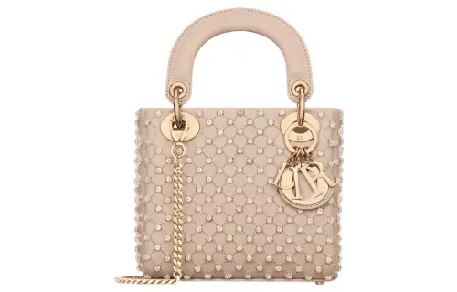 DIOR Lady Dior Sheepskin Shoulder Bag, Crossbody Bag, Handbag Mini Women's Caramel Beige