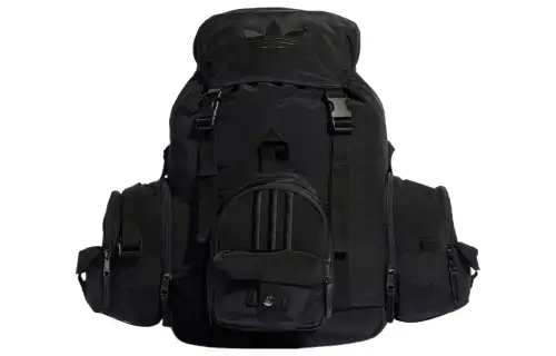 Adidas Originals Trefoil Blue Version Collection Eco Friendly Nylon Plain Woven Fabric Backpack Regular Unisex Black