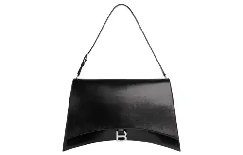 Balenciaga Crush Cow Leather Handbag, Shoulder Bag Women's Black