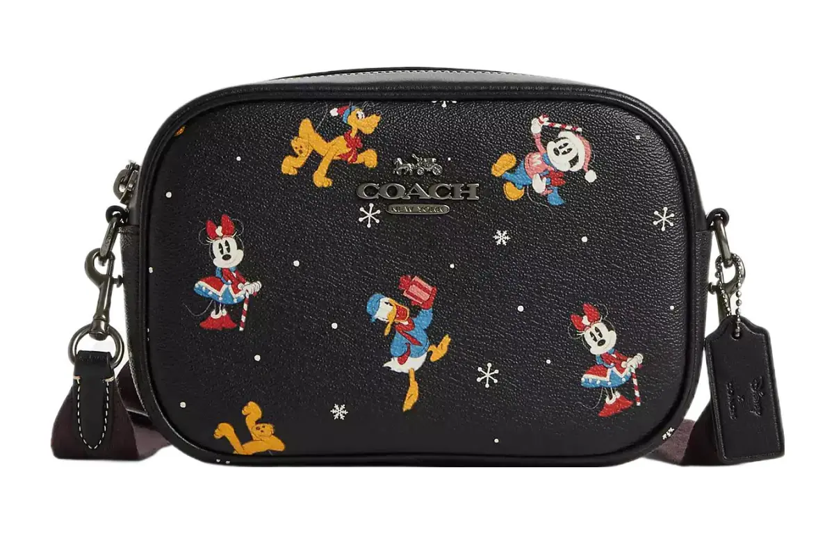 COACH X Disney Collaboration Jamie Canvas With Leather Crossbody Bags Women's Black