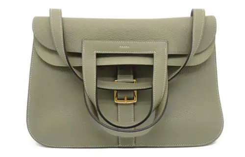 HERMES Halzan Taurillon Clemence Leather Horse Hoof Bag, Handbag, Shoulder Bag, Crossbody Bag Women's