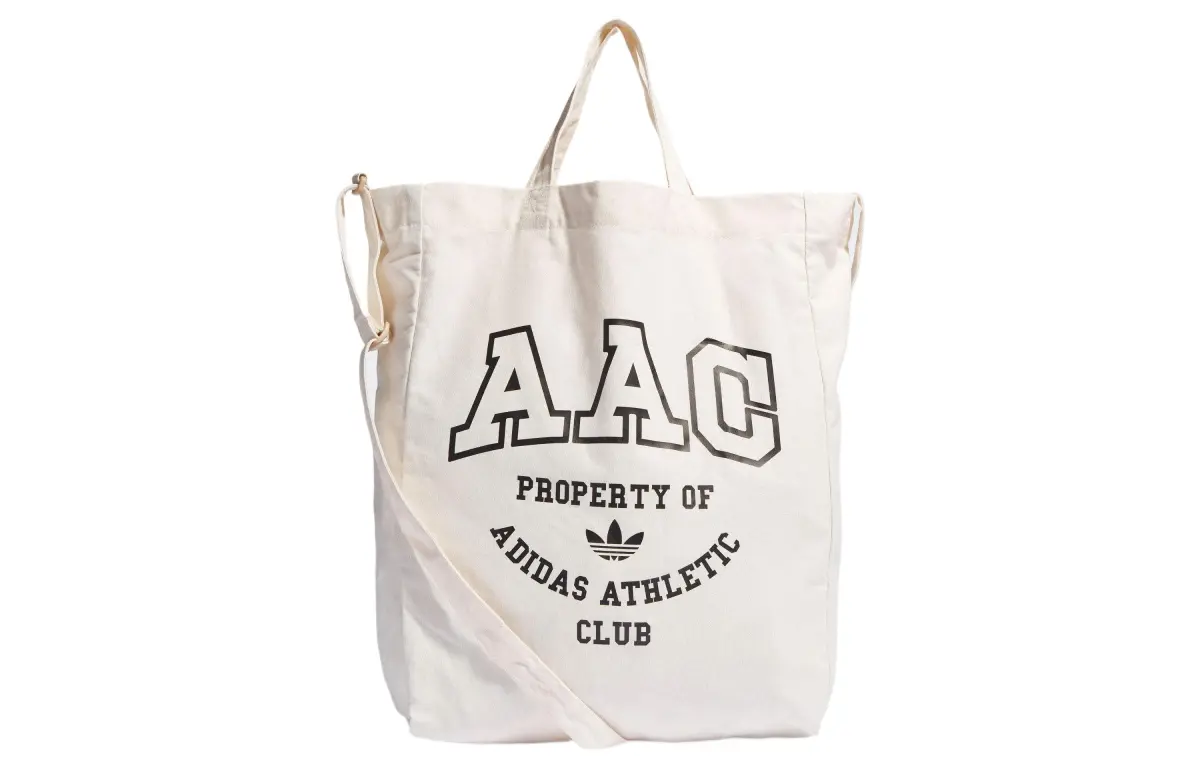 Adidas Originals Trefoil Cotton Canvas Tote Bag, Shopping Bag, Canvas Bag, Shoulder Bag, Crossbody Bag Unisex Beige