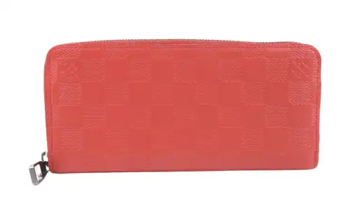 LOUIS VUITTON Zippy Leather Wallet Unisex Red