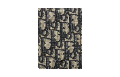 DIOR Fabric Card Holder Men's Beige & Black