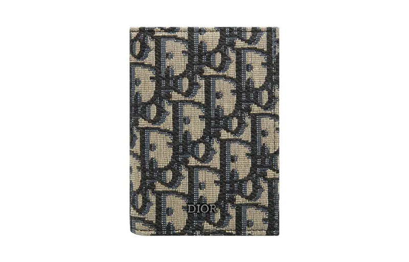 DIOR Fabric Card Holder Men's Beige & Black