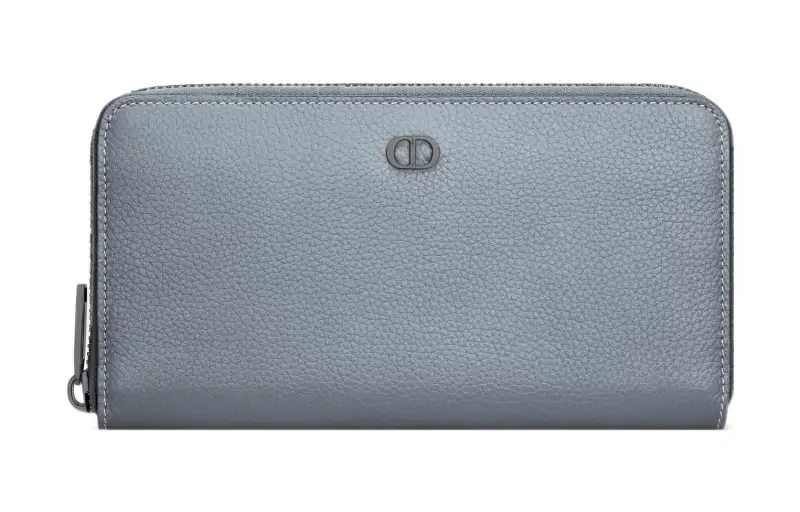 DIOR Grain Calfskin Wallet Regular Men's Gray