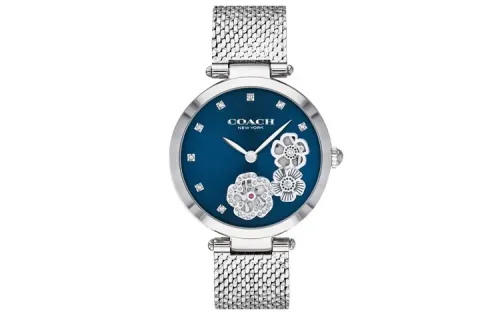 COACH PARK Wrist Watches Quartz Movement Stainless Steel Strap 34mm Blue Dial Women's Watch 30m Water Resistant