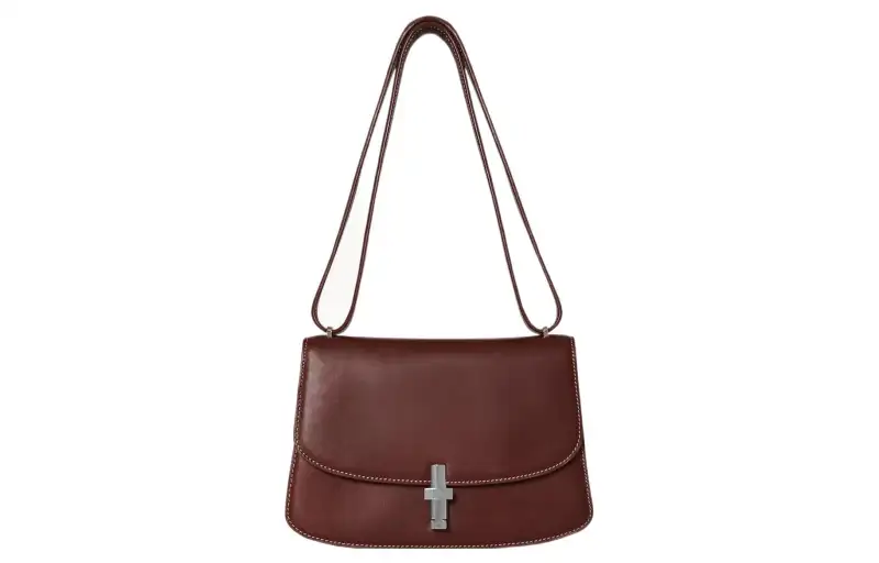 THE ROW Sofia 8.75 Smooth Calfskin Crossbody Bag, Shoulder Bag Women's Cherry Wood Color
