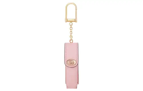 GUCCI Litchi Grain Leather Keychain Bag Accessory Women's Pink
