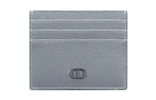 DIOR Grain Cow Leather Card Holder Regular Men's Gray