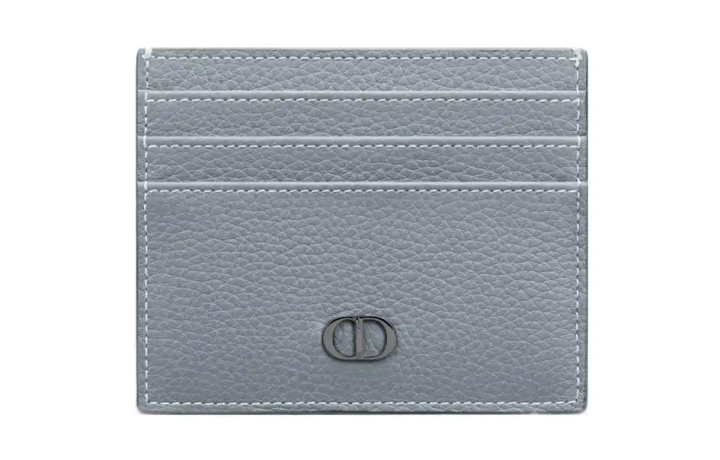 DIOR Grain Cow Leather Card Holder Regular Men's Gray