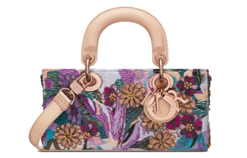 DIOR Lady D JOY Embroidery Handbag, Shoulder Bag, Crossbody Bag, Handbag Small Women's Purple/Multicolor