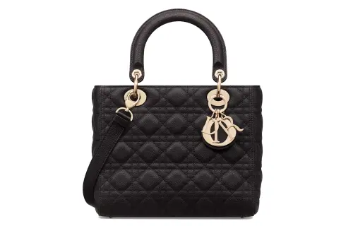 DIOR Lady Dior Grain Calfskin Handbag, Shoulder Bag, Crossbody Bag, Handbag Medium Women's Black
