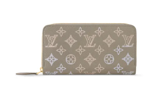 LOUIS VUITTON Zippy Perforated Calfskin Wallet Regular Women's Gray