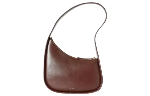 THE ROW Half Moon Smooth Calfskin Handbag, Shoulder Bag Women's Cherry Wood Color
