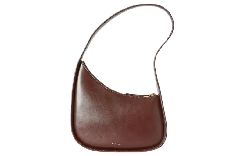THE ROW Half Moon Smooth Calfskin Handbag, Shoulder Bag Women's Cherry Wood Color