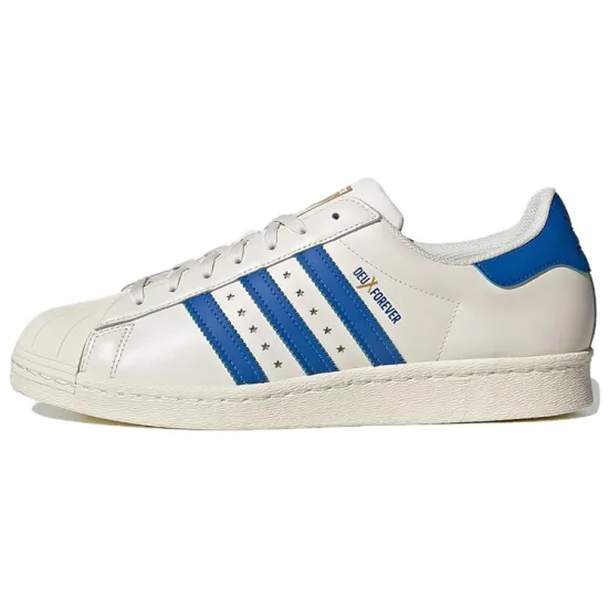 Adidas Originals Superstar 80s Skateboard Shoes Unisex Low-Top Beige Blue