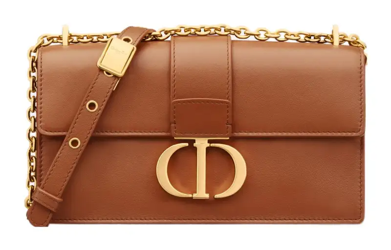 DIOR 30 Montaigne East West Cow Leather Shoulder Bag, Crossbody Bag Women's Gold Brown