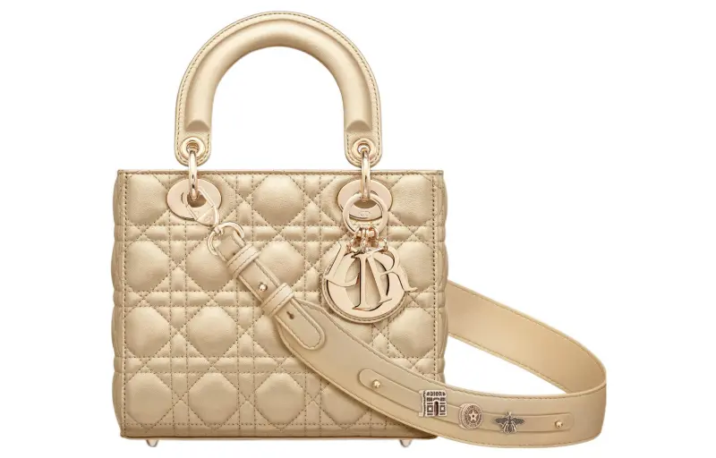 DIOR Sheepskin Shoulder Bag, Crossbody Bag, Handbag Women's Gold