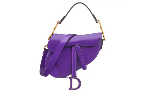 DIOR Smooth Calfskin Saddle Bag, Shoulder Bag, Crossbody Bag, Handbag Mini Women's Purple
