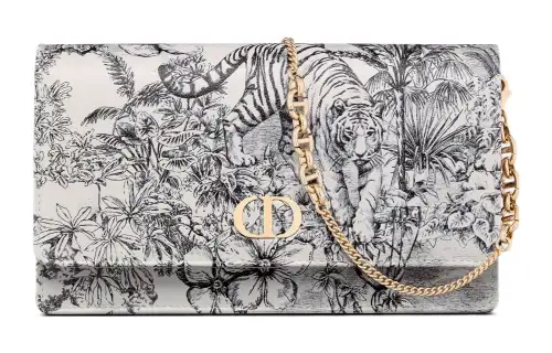 DIOR Caro Calfskin One Shoulder Crossbody Clutch Women's Gray