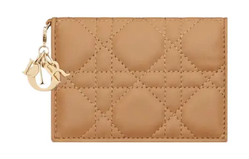DIOR Lady Dior Lambskin Card Holder Regular Women's Light Umber