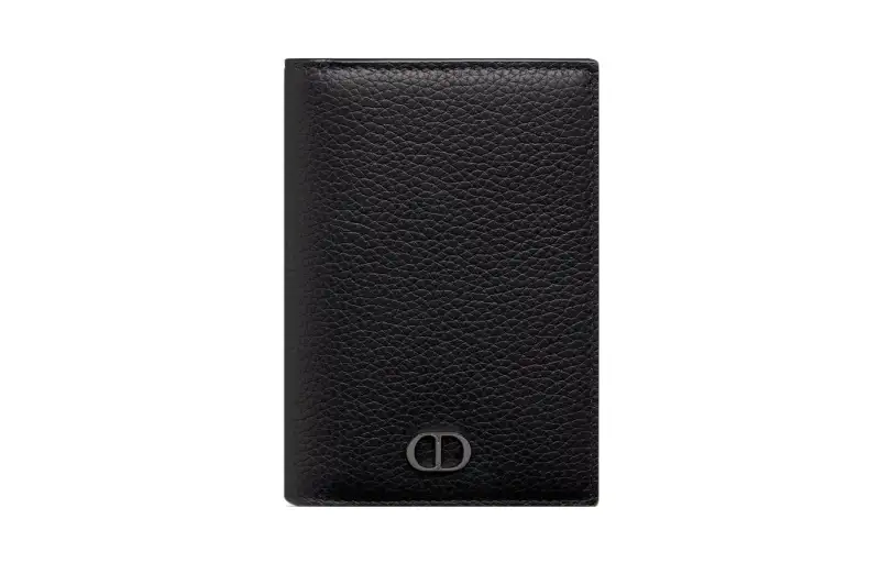 DIOR Grain Cow Leather Card Holder Men's Black