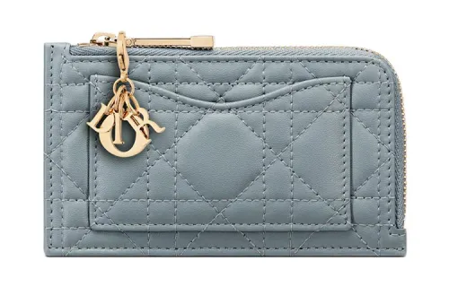 DIOR Lady Dior Lambskin Card Holder Regular Women's Cloud Blue
