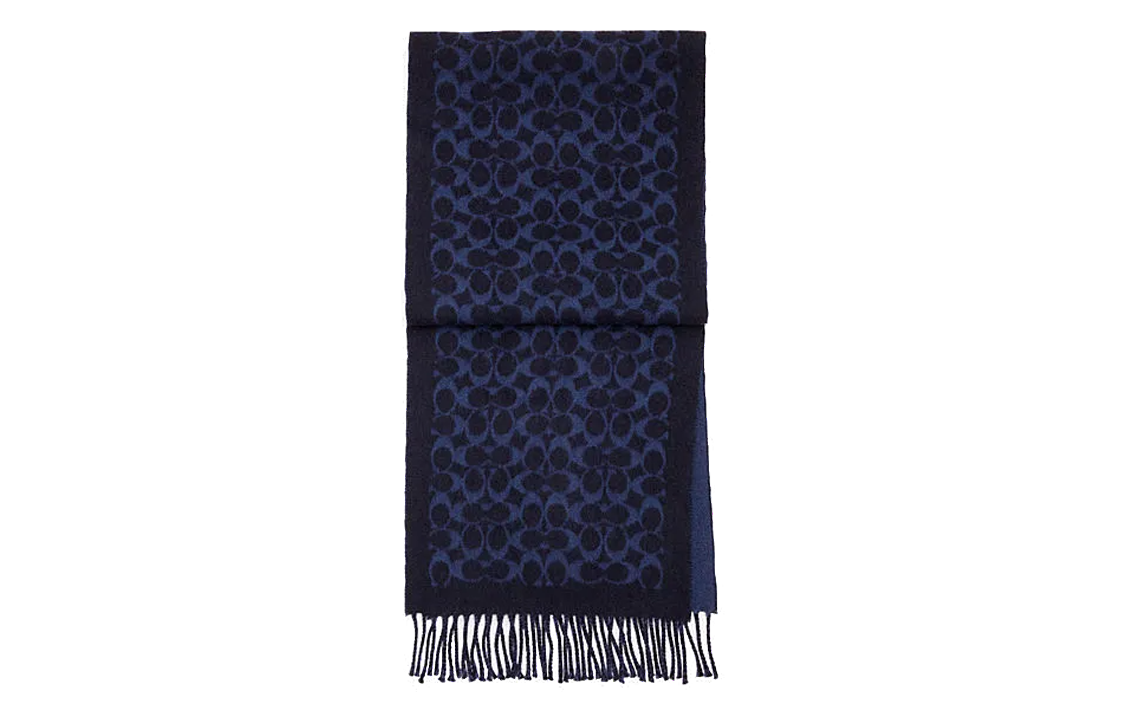 Шарф COACH Logo Fringe (синий)