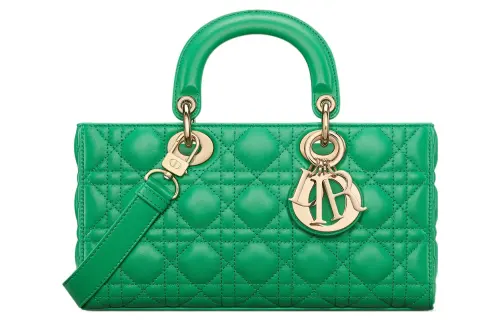 DIOR Lady D Joy Lambskin Handbag Crossbody Handbag Medium Women's Tundra Green