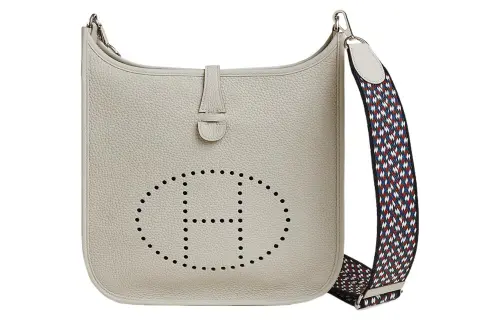 HERMES Evelyne Clemence Bullock Leather Crossbody Bag, Shoulder Bag 29 Women's Concrete Gray/Black