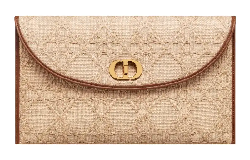 DIOR 30 Montaigne Natural Vine Raffia Clutch Women's Yellow