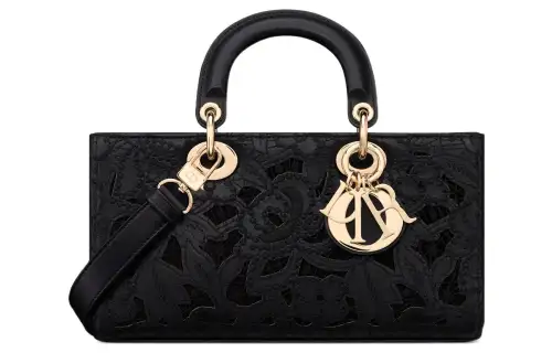DIOR Lady D JOY Calfskin Shoulder Bag, Crossbody Bag, Handbag Medium Women's Black
