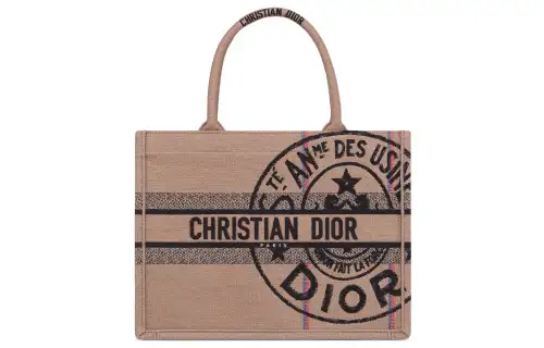 DIOR BookTote Hemp With Canvas Tote Bag, Shopping Bag, Canvas Bag, Handbag Medium Women's Pink