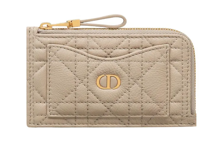 DIOR Caro Calfskin Card Holder Regular Women's Sand
