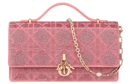 DIOR My Dior Cotton Bead Ornament Embroidery Shoulder Bag, Crossbody Bag, Handbag Mini Women's Light Pink