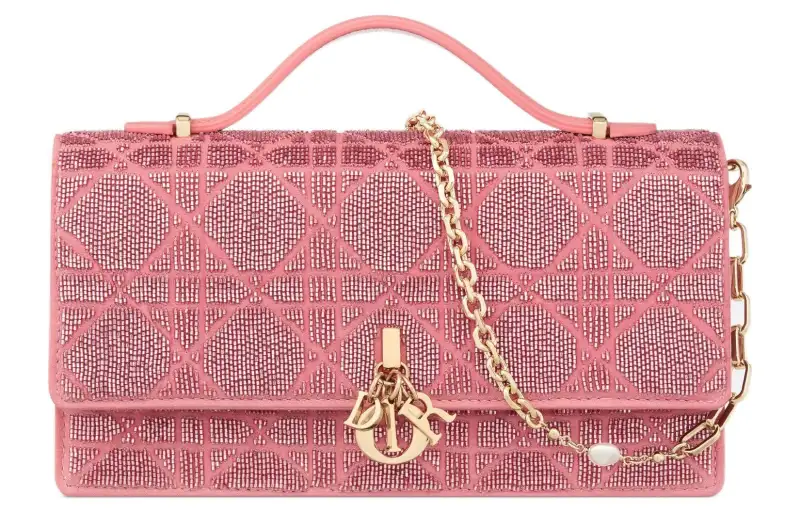 DIOR My Dior Cotton Bead Ornament Embroidery Shoulder Bag, Crossbody Bag, Handbag Mini Women's Light Pink