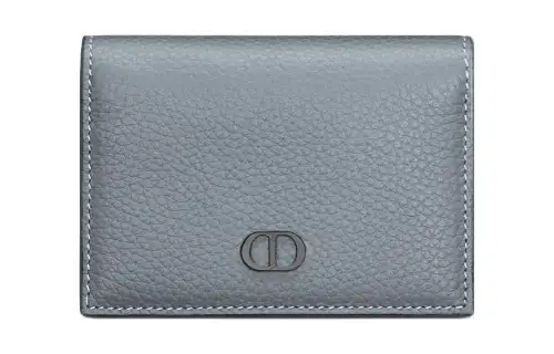 DIOR Grain Calfskin Business Card Holder, Coin Purse, Card Holder Men's Gray